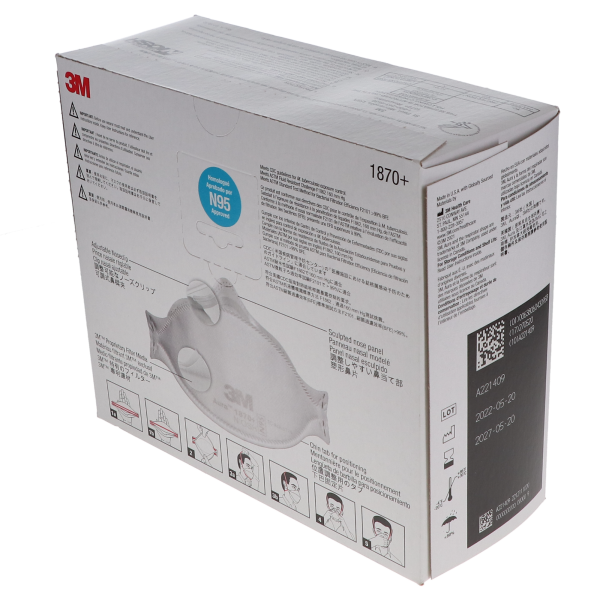 3M Particulate Respirator 1870+, N95, 20/Box (36406)
